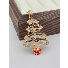 Luseda Renkli Taş Detaylı Yılbaşı Ağacı Broş