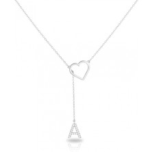 Mavili Gümüş Taşlı Harf Kalp Gümüş Kolye - Gümüş