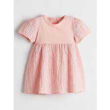 Lc Waikiki Yeni Sezon Bisiklet Yaka Kız Bebek Pamuklu Penye Elbise