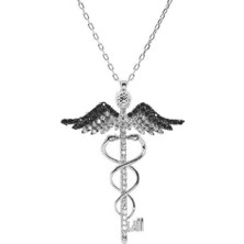 Mavili Gümüş Melek Kanadı Kadüse Gümüş Kolye - Gümüş