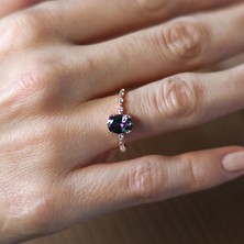 Mavili Gümüş Mistik Topaz Ihtişamı Gümüş Yüzük - Gümüş