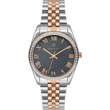 Gant Kadın Kol Saati Rose Gold Gümüş Kordon Gri Kadran 34 mm Paslanmaz Çelik Mineral Cam 5 Atm