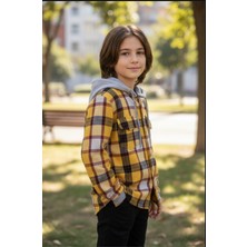 Gala Stil Gala Kareli Kapüşonlu Ünisex Çocuk Gömlek