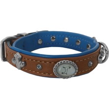 SHC4200 Deri Taşlı ve Figürlü Köpek Boyun Tasması 25-30 cm Kahverengi