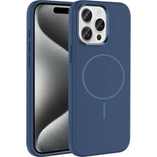 Khayra iPhone 15 Pro Max Kılıf M-Safe Şarj Özellikli Metal Kamera Çerçeveli Zore Edi Silikon Kapak - Lacive