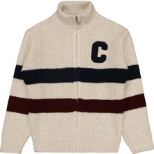 Civil Boys C Nakışlı Çizgili 6-9 Yaş Hırka - Bej 9-10 Yaş