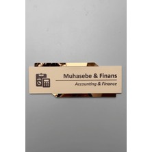 Yönline Muhasebe&finans Pastel Color Serisi Bej Bronz Detaylı Kapı Isimlik Levhası Kendinden Yapışkanlı