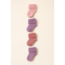 Kız Bebek 4'lü Havlu Soket Çorap Pembe Mix