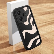 HONTINGA Xiaomi Redmi Note 13 Pro Plus ile Uyumlu Kılıfı Düşüme Önleyici Basitlik Anti Düşme Kamera Korumali Su Dalgası Deseni Siyah Desen Yumuşak Silikon Telefon Kılıfı K2-0059