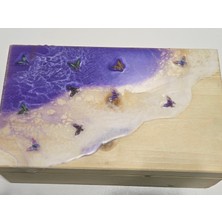 Retroxy Wood Özel Tasarım Epoksi Takı Kutusu & Ladin Ağacı 25 x 15 x 10 cm