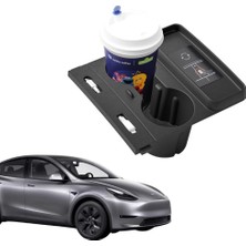 Ramm Tesla Model Y Model 3 Orta Konsol Silikon Bardak Telefon Tutucu Kablo Düzenleyici Siyah