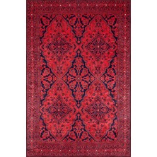 Aren Halı Harlov Klasik Göbekli Kırmızı Polyester ve Pamuklu Kaydırmaz Taban Yıkanabilir Dijital Baskı