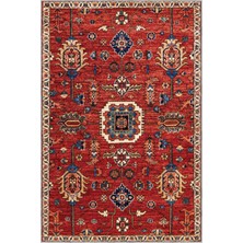 Aren Halı Lashio Klasik Göbekli Kırmızı Polyester ve Pamuklu Kaydırmaz Tabanlı Yıkanabilir Dijital Bask