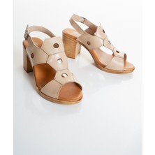 Ender %100 Hakiki Deri Kalın Topuklu Yumuşak Taban Kadın Sandalet