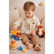 Baby Hola Köpek Baskılı Müslin Kumaş Erkek Bebek Üçlü Takım Set Babyhola 2214