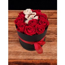 Mynil Silindir Kutuda Yapay Kadife Gül ve Lüks Ayıcık Doğum Günü Sevgiliye Özel Gün Hediyesi