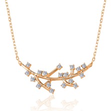 Mavili Gümüş Pırlanta Montür Işıltılı Salkımlar Gümüş Kolye - Rose