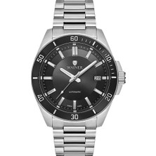 Wainer Otomatik Erkek Kol Saati 44 mm Siyah Kadran Metal Kordon 10 Atm