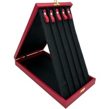 Sezgin Kutu ve Aksesuar Tesbih Kutusu 5 Li Lüks Standlı Kırmızı