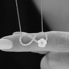 Mavili Gümüş Sonsuzluk Serüveni Flowers Gümüş Kolye - Gümüş