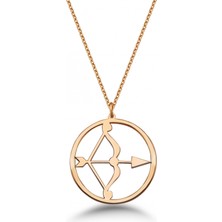 Mavili Gümüş Çember Yay Burcu Gümüş Kolye - Rose