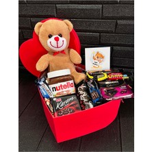 Mynil Kiz Arkadasa Dogum Gunu Hediyesi Kalp Kutuda Kahverengi Ayıcık Bitter Çikolatalar ve Nutella