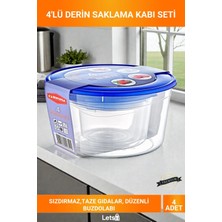 Letsii 4'lü Derin Hava Sızdırmaz Mavi Kapaklı Bpa Free Gıda Saklama Kabı
