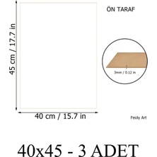 Feoly Art 3 mm / 40 cm x 45 cm Mdf Plaka (3 Adet) - Hobi, Maket, Ahşap El Sanatları Için Uygun (3`lü Paket)