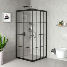 Kupon Duş ve Banyo Sistemleri Vesta D100 Kare Duşakabin Siyah Profil Karolaj Cam