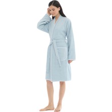 Athena Kimono Kadın Bornozu- Mavi %100 Pamuk