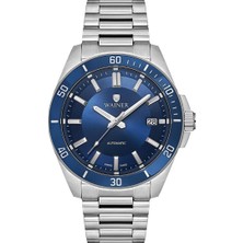 Wainer Otomatik Erkek Kol Saati 44 mm Mavi Kadran Metal Kordon 10 Atm