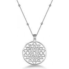 Mavili Gümüş Sri Yantra Gümüş Kolye - Gümüş