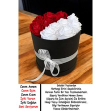 Mynil Silindir Kutuda Yapay Kadife Gül Kırmızı Beyaz Detaylı Doğum Günü Sevgiliye Özel Gün Hediyesi