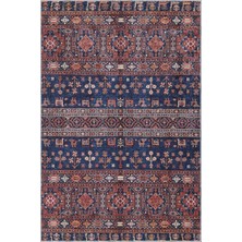 Neily Modern Etnik Kahverengi Polyester ve Pamuklu Kaydırmaz Tabanlı Yıkanabilir Dijital Baskı H