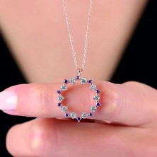 Mavili Gümüş Pırlanta Montür Ametist Büyüsü Gümüş Kolye - Rose