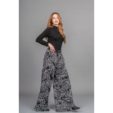 MissVina Kadın Yüksek Bel Astarlı Tül Palazzo Pantolon – Lastikli Bel Bol Paça Esnek 30342