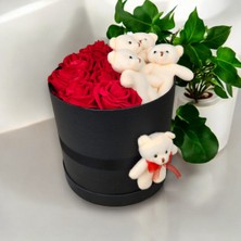 Mynil Sevgililer Günü Hediyesi Doğum Günü Büyük Kutuda Yapay Kadife Kırmızı Gül Tatlı Ayıcık