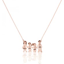 Mavili Gümüş Gümüş Aile Kolyesi - Rose