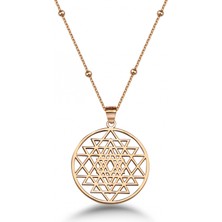 Mavili Gümüş Sri Yantra Gümüş Kolye - Rose