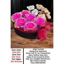 Mynil Sevgiliye Ledli Fuşya Sonsuzluk Gülü Ayıcıklı Doğum Günü Özel Gün Hediyesi