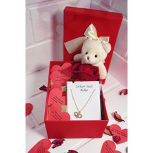 Mynil 14 Şubat Sevgililer Günü Hediyesi Sevgiliye Hediye Zirkon Taşlı Kolye,gül,ayıcık,çikolata Kutusu