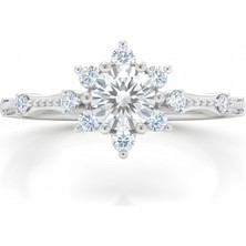 Mavili Gümüş Pırlanta Montür Aşk Güneşi Gümüş Yüzük - Gümüş