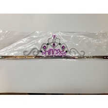 Popüler Sepet Gümüş Renk Prenses Yazılı Parti Tacı 60 cm