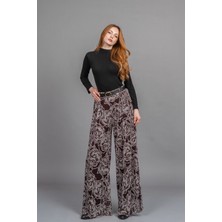 MissVina Kadın Yüksek Bel Astarlı Tül Palazzo Pantolon – Lastikli Bel Bol Paça Esnek 30342