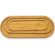Dystopia 3 Adet Bambu Oval Sunum ve Servis Tepsisi - Ahşap Tepsi -  Çok Amaçlı Bambu Yağdanlık Altlığı (44CM,39CM,33CM)