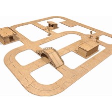 Ahşap Şehir ve Yol Oyun Seti – Mdf Trafik Yolu Puzzle, Eğitici Arabalı Oyuncak (3+ Yaş)