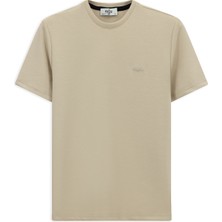 Kiğılı Bisiklet Yaka Regular Fit Nakışlı Likralı Esnek Tişört