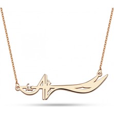 Mavili Gümüş Hz.ali Zülfikar Kılıcı Gümüş Kolye - Rose