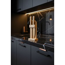 TB Tamer Bayrakçeken Doğal Bambu Bıçak Seti – 2’li Şef & Ekmek Bıçağı + Bambu Blok Stand