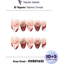 Takma Takma KKBD1632 Kısa Badem 15'li Tekrar Kullanılabilir El Yapımı Protez Takma Tırnak - Ten Rengi-XS